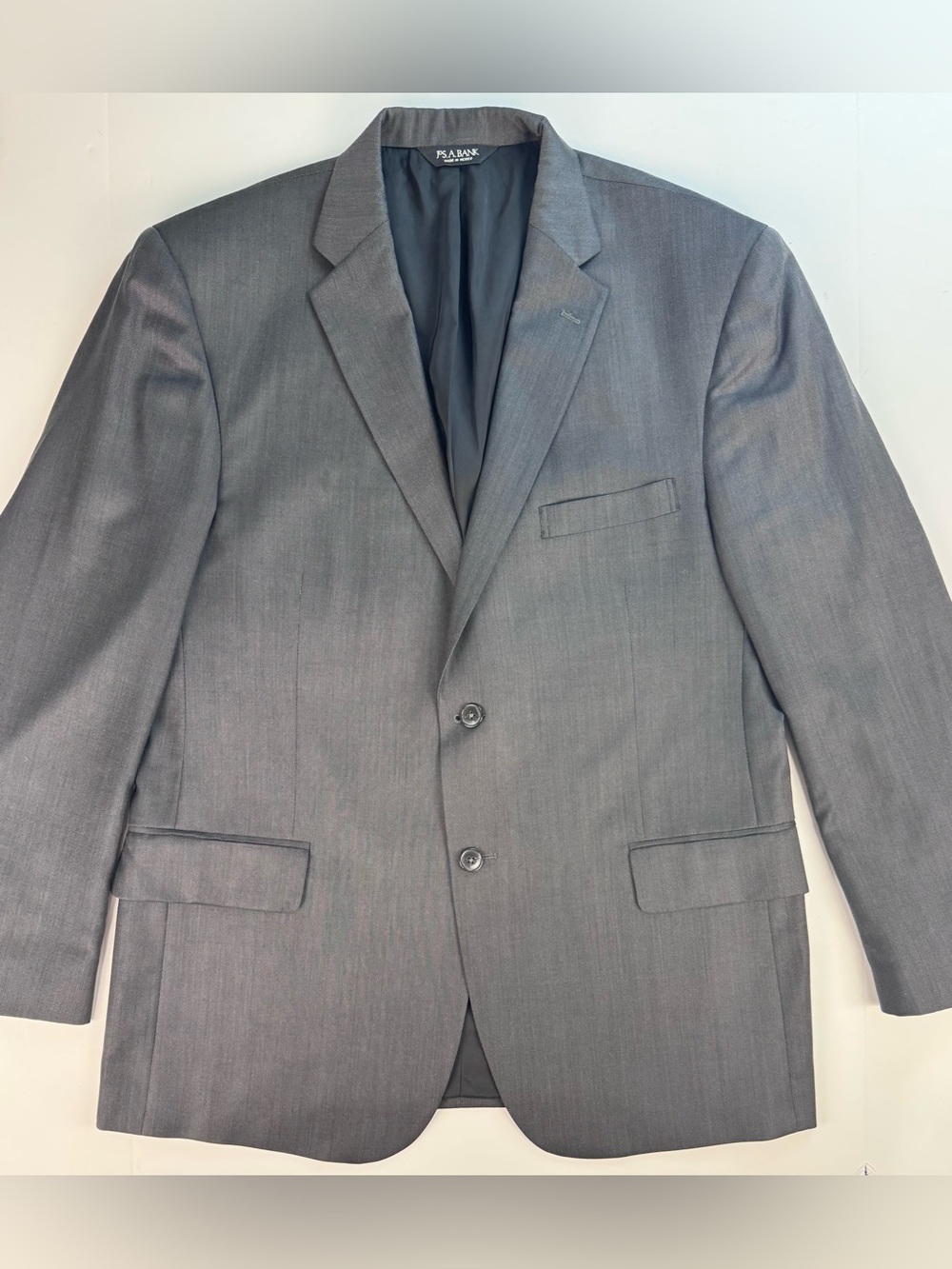Jos. A. Bank Gray Wool Suit Jacket 43R Travelers Collection Slim Fit READ